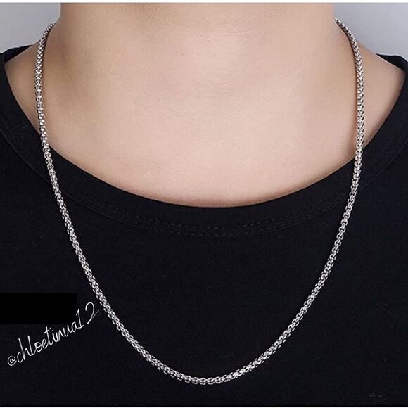 NEW Solid 925 Sterling Silver Box Chain Necklace - Picture 1 of 6